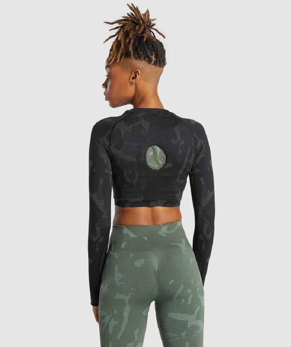 Long Sleeve Gymshark Adapt Camo Seamless Mujer Negras | CO 2299DFM